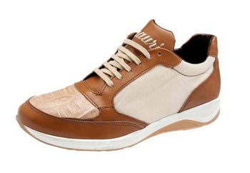 Mauri "Creme" 54330 Cognac / Corn Genuine Baby Crocodile Calf Leather Sneakers