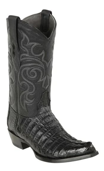 Los Altos Black Cherry Genuine Caiman Tail Snip Toe Cowboy Boots 940105