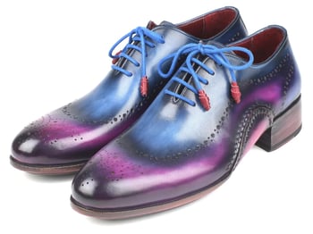 Paul Parkman Blue / Purple Genuine Leather Opanka Construction Oxford Dress Shoes 726-BLU-PUR