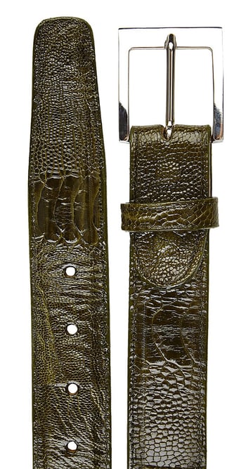 Belvedere ''2000'' Olive All-Over Genuine Ostrich Leg Belt.