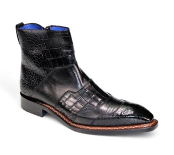 Emilio Franco "Lucio" Black Genuine Italian Croco/Tejus/Snake Print Leather Ankle Boots.