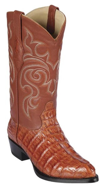 Los Altos Cognac Genuine Caiman Tail J Toe Cowboy Boots 990103