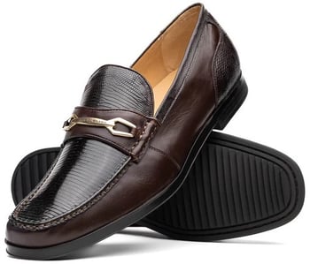 Marco Di Milano "Hugo" Brown Genuine Lizard and Calfskin Loafer