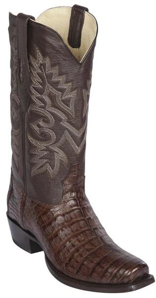 Los Altos Brown Genuine Caiman Belly Medium Square Toe Cowboy Boots 588207