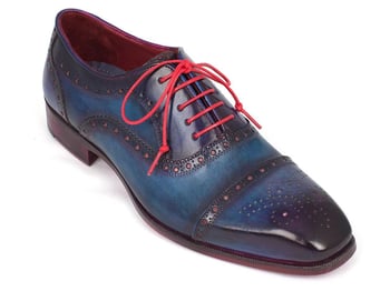 Paul Parkman ''024-PARL'' Blue Genuine leather Captoe Style Oxford Shoes.