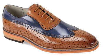 Giovanni Rio Genuine Calfskin Oxford Shoes Tan/Blue — Men's Leather Oxford