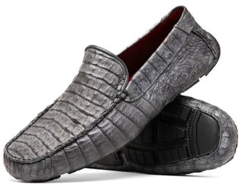Marco Di Milano Remo Men's Gray Genuine Caiman Driving Loafers