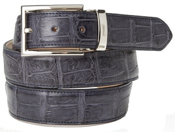 Mauri "0100/35" Medium Grey Genuine Alligator Hand-Painted Burnished Belt