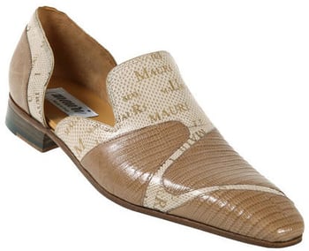 Mauri 4004 Taupe / Winter White Genuine Lizard/Mauri Laser Karung Snake Skin Half Shoes