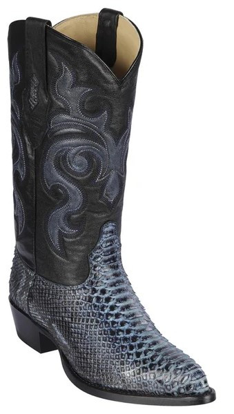 Los Altos Rustic Blue Genuine Python Snakeskin J Toe Cowboy Boots 995782