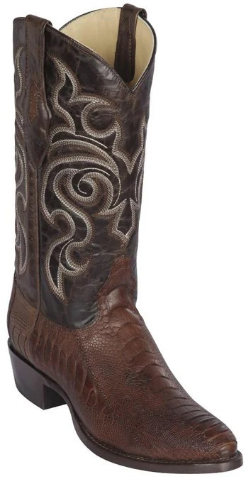 Los Altos Brown Genuine Ostrich Leg Round Toe Cowboy Boots 65G0507