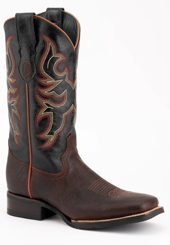 Ferrini "Blaze" Chocolate Genuine Full Grain Leather Square Toe Cowboy Boots 13293-09