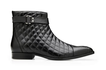 Belvedere "Libero" Black Cap-Toe Genuine Ostrich Leg and Quilted Leather Boots R80.