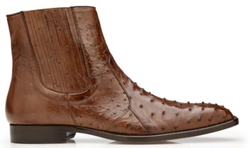 Belvedere "Roger" Antique Brandy Genuine All Over Ostrich Quill Zipper Ankle Boots R55.