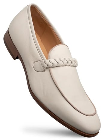 Mezlan "Parole" Bone Soft Textured Calfskin Leather Penny Loafer 21047.