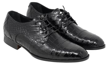 Mauri "Cathedral" 4896 Black Genuine All Over Baby Alligator Lace-up Shoes.