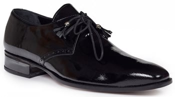 Mauri "Mantegna" 4801 Black Genuine Canapa Patent Leather Lace-up Shoes.