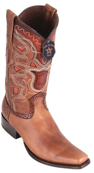 Los Altos Honey Genuine Rage Leather European Square Toe Cowboy Boots 769951