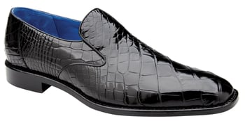 Belvedere "Genova" Black Genuine Alligator Slip-On Shoes R53.