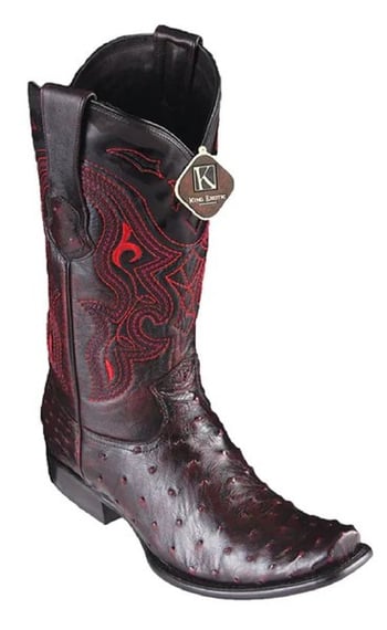 King Exotic Black Cherry Genuine Full Quill Ostrich Dubai Square Toe Cowboy Boots 4790318