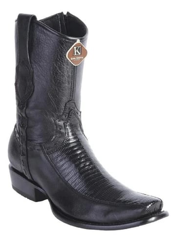 King Exotic Black Genuine Teju Y Deer Boots Dubai Square Toe Cowboy Boots  479BF0705