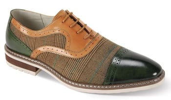 Giovanni Sinclair Olive/Tan Genuine Calfskin Oxford Shoes for Men