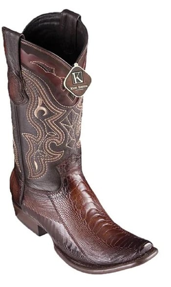 King Exotic Faded Brown Genuine Ostrich Leg Skin Dubai Square Toe Cowboy Boots 4790516