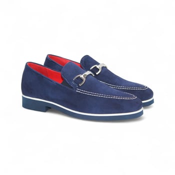 Emilio Franco Nino II Navy Italian Suede Bracelet Loafers for Men