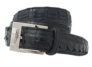 Mauri "100/35" Black Genuine Hornback Crocodile Raised Tail Belt