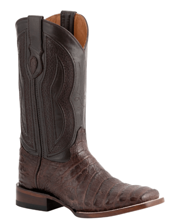 Ferrini Dakota Chocolate Genuine Caiman Crocodile Square-Toe Cowboy Boots 12493-09