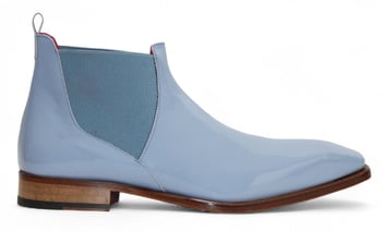 Emilio Franco "Leonardo" Light Blue Genuine Italian Patent Leather Ankle Boots.