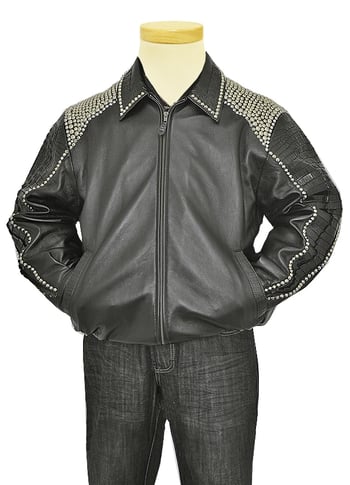 G-Gator Genuine Hornback Alligator Tails Jacket With Metal Studs