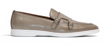 Duca Di Matiste Rimini Beige Calf Leather Italian Crafted Rubber Sole Double Monk-Strap Loafers