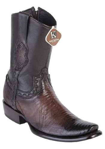 King Exotic Faded Brown Genuine Teju Boots   Dubai Square Toe Cowboy Boots 479B0716