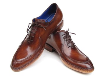 Paul Parkman 054 Brown Genuine Leather Handsewn Split-Toe Oxford Shoes