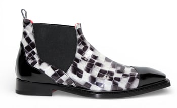 Emilio Franco Couture EFC352 Black/White Patent Leather Ankle Boots Made in Italy