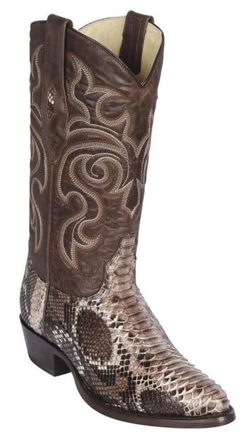 Los Altos Rustic Brown Genuine Python Snakeskin Round Toe Cowboy Boots 655785