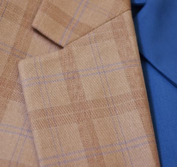 Steve Harvey Taupe / Cobalt Blue Plaid Vested Classic Fit Suit 219707SHS