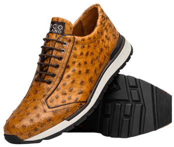 Marco Di Milano Scanno Antique Paja Genuine Ostrich Quill Fashion Sneakers.