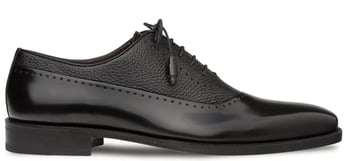 Mezlan Postdam 16409 Black Calfskin & Deerskin Bal Oxford Shoes.