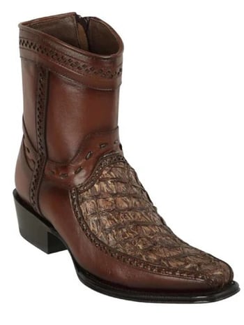 Los Altos  Bustic Black Genuine Piraruccu Leather  European Square Toe Low Shaft Cowboy Boots 76BF1085