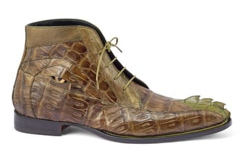 Mauri "Charmer" Money Green Genuine Hornback Tail / Crocodile / Ostrich Leg Eyes Chukka Boots 3079.