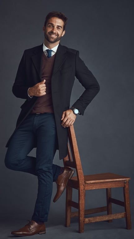a man wearing business professional winter clothes