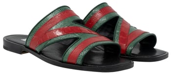 Mauri "Sarasota" 5068 Green / Red Genuine Ostrich Leg Sandals.