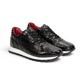 Fennix Italy 3538 Black Genuine Alligator / Snakeskin Sneakers