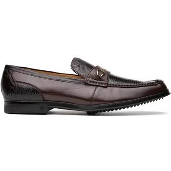 Marco Di Milano "Hugo" Brown Genuine Lizard and Calfskin Loafer