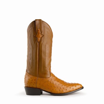 Ferrini "Colt" Cognac Genuine Full Quill Ostrich Round Toe Cowboy Boots 10111-02