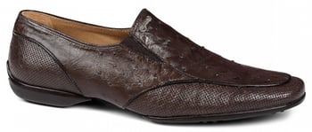 Mauri "9219" Chocolate Brown Genuine Ostrich Perforated / Ostrich Loafer Shoes.