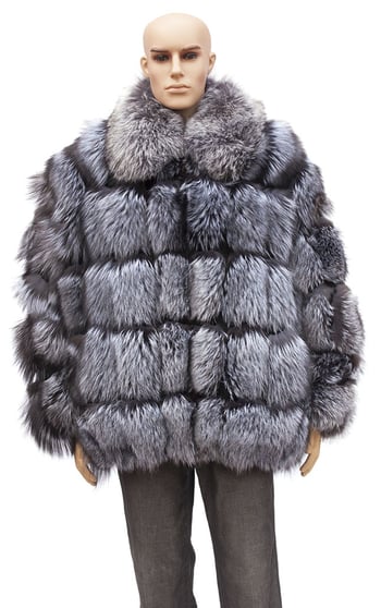 Winter Fur Natural Silver Full Skin Fox Jacket With Fox Collar M41R01SV