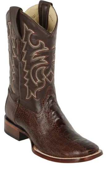 Los Altos Brown Genuine Ostrich Wide Square Toe Cowboy Boots 8220507